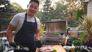 Chef Paul’s Pork Chops with Salsa Verde on the Coyote Portable Grill