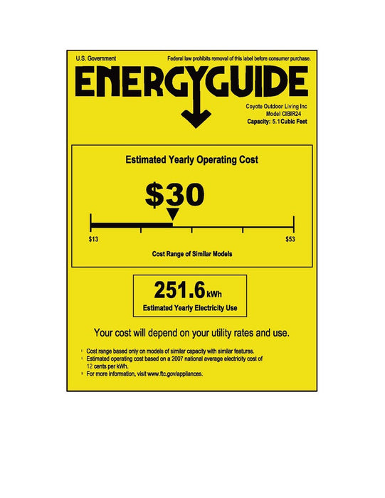 Coyote 24" Built-in Refrigerator Reverse Hinge 5