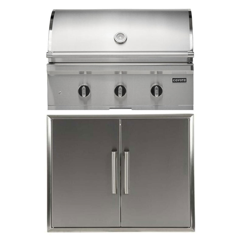 Coyote 34" CL-Series Grill Package - Includes C-Series 34" Built-In Grill, 31" Double Access Door - C3C34+CDA2431
