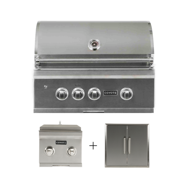 30" S-Series Grill Package - Includes Grill, 26" Double Access Door, & Double Side Burner - C2SL30LP+CDA2426+C1DB 4