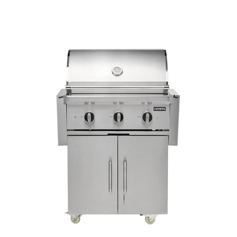Coyote SL-Series 30" Gas Grill on Cart with Sear Zone & Rotisserie  - C3SL30+C3C30CART