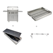 Coyote SL-Series 36" Grill Package - Includes 36" SL-Series Grill w/ Cart, Charcoal Tray, Smoker Box, and Rotisserie Kit - C3SL36+C3S36CT+CCHTRAY12+CSBX+C3ROT36