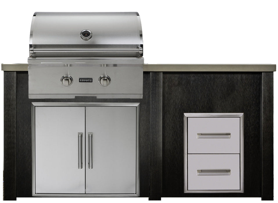 HAVEN 5.5 Ft Outdoor Kitchen Island w/ 2 Drawer Cabinet - HCOY66DRAW