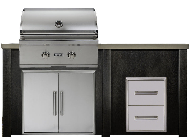 HAVEN 5.5 Ft Outdoor Kitchen Island w/ 2 Drawer Cabinet - HCOY66DRAW