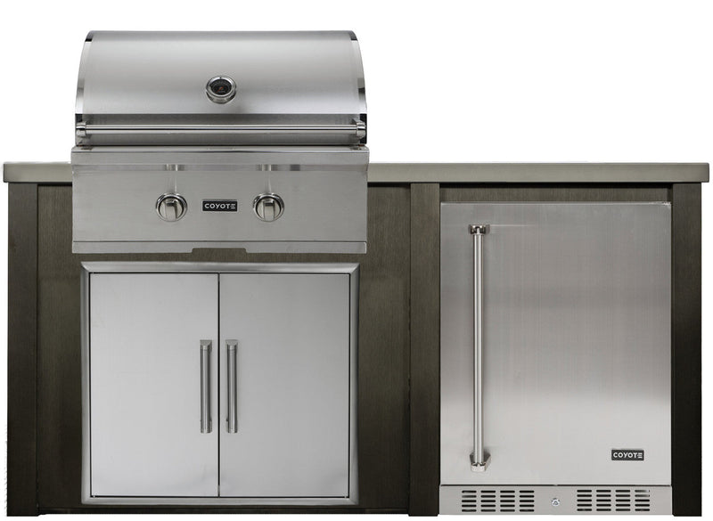 HAVEN 5.5 Ft Outdoor Kitchen Island w/ 24" Refrigerator - HCOY66REF