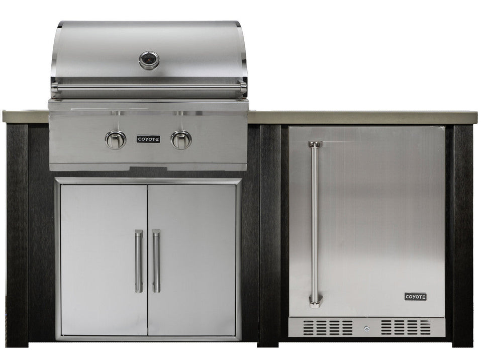 HAVEN 5.5 Ft Outdoor Kitchen Island w/ 24" Refrigerator - HCOY66REF