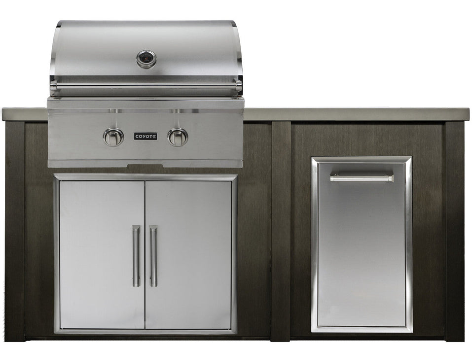 HAVEN 5.5 Ft Outdoor Kitchen Island w/ Trash Center - HCOY66TRASH