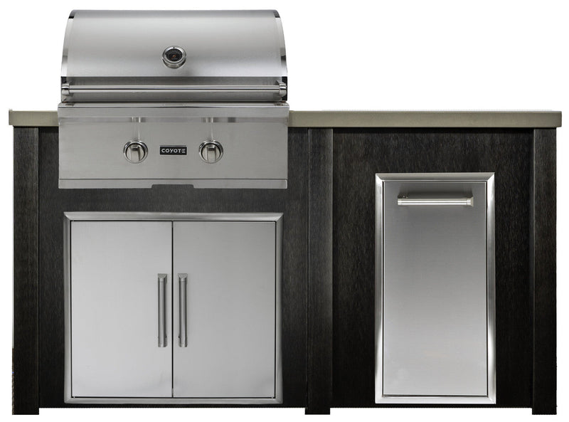 HAVEN 5.5 Ft Outdoor Kitchen Island w/ Trash Center - HCOY66TRASH