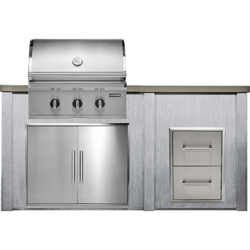 HAVEN 6 Ft Outdoor Kitchen Island w/ 2 Drawer Cabinet - HCOY72DRAW - 4