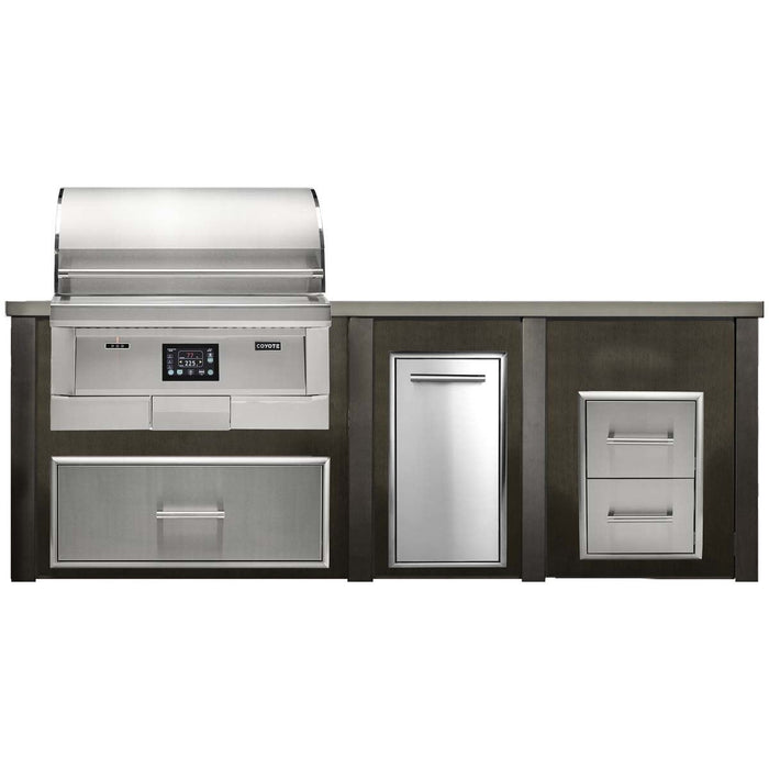 HAVEN 8 Ft Pellet Outdoor Kitchen Island w/ 2 Drawer Cabinet - HCOY96PDRAW