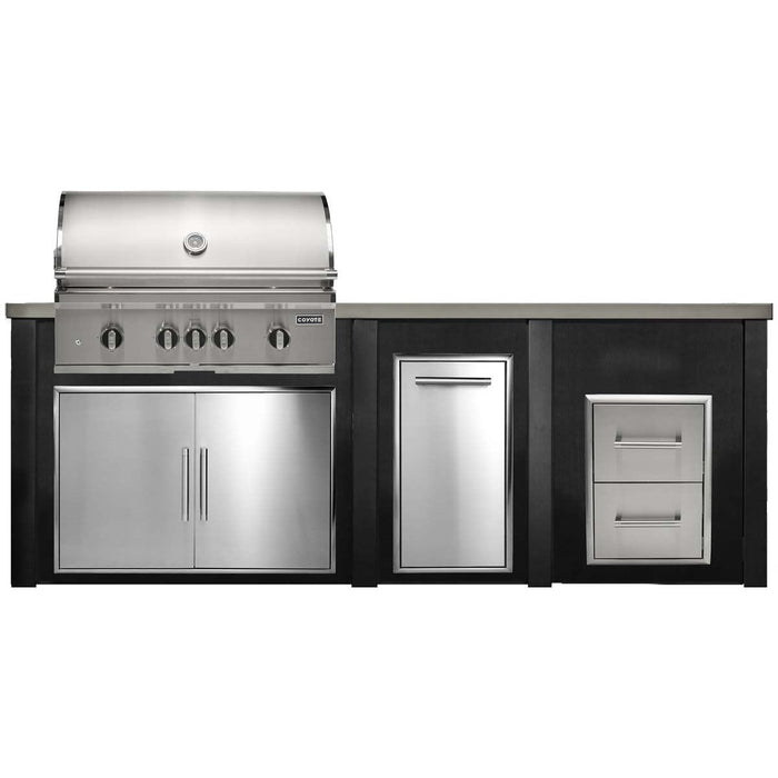 HAVEN 8 Ft Outdoor Kitchen Island w/ 2 Drawer Cabinet - HCOY96DRAW - 3