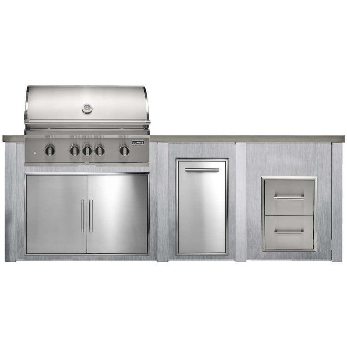 HAVEN 8 Ft Outdoor Kitchen Island w/ 2 Drawer Cabinet - HCOY96DRAW - 5