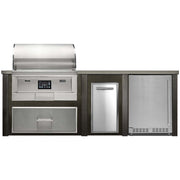 HAVEN 8 Ft Pellet Outdoor Kitchen Island w/ 24" Refrigerator - HCOY96PREF