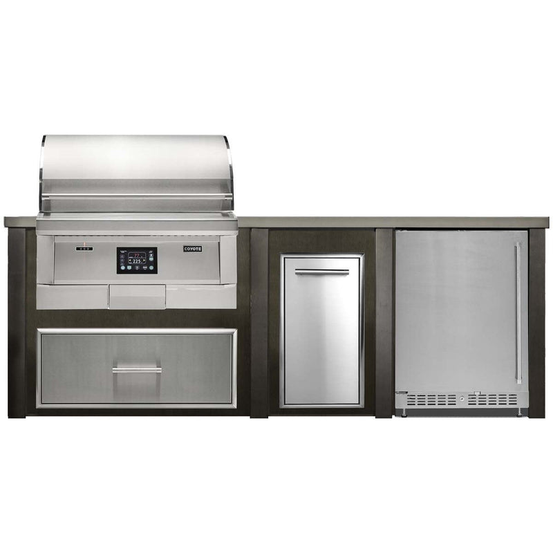 HAVEN 8 Ft Pellet Outdoor Kitchen Island w/ 24" Refrigerator - HCOY96PREF