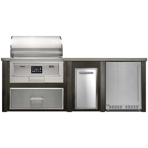 HAVEN 8 Ft Pellet Outdoor Kitchen Island w/ 24" Refrigerator - HCOY96PREF