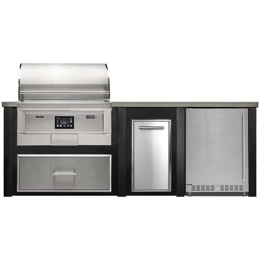 HAVEN 8 Ft Pellet Outdoor Kitchen Island w/ 24" Refrigerator - HCOY96PREF - 1