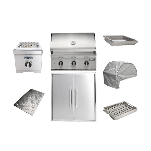Coyote 30" C Grill Package w/ Accessories - C3C30+C3-DA2426+C3SB+C3-CCVR30-BIG+C3CSIGRATE30V+C3C30CHTR+C1GRDL