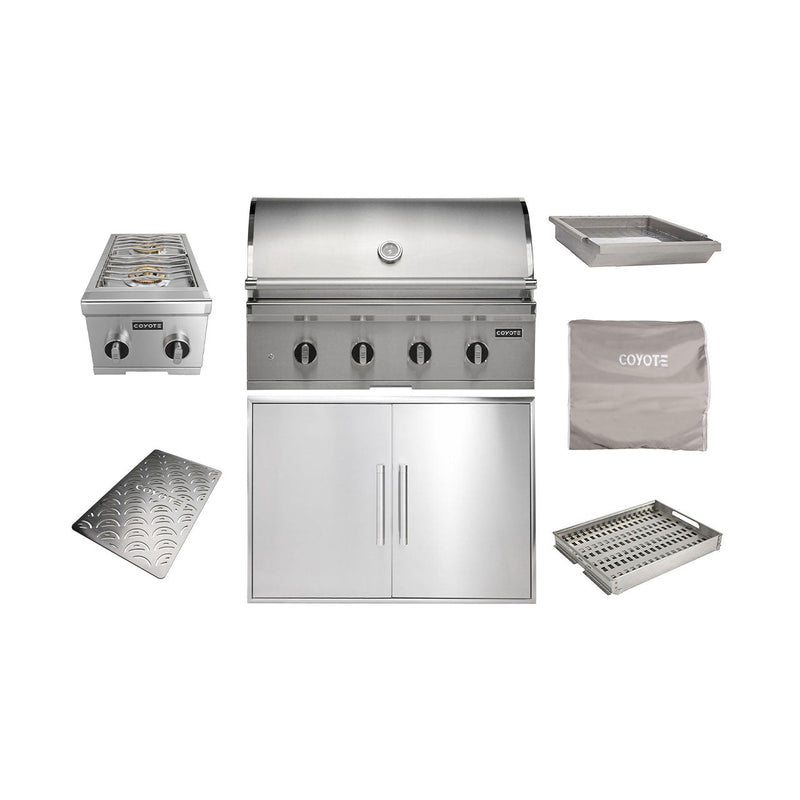 Coyote 36" CL Grill Package w/ Accessories - C3CL36+C3-DA2436+C3DB+CCVR36-BIG+CCHTRAY12+C3CLSIGRATE36V+C1GRDL