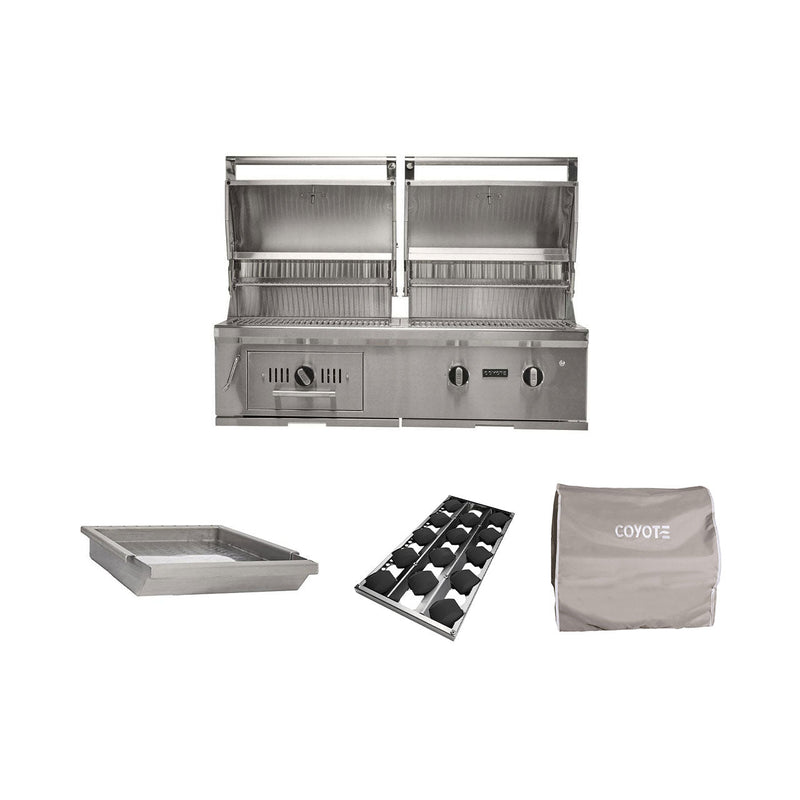 Coyote Hybrid Grill Package w/ Accessories - C3HY50+CCVR50-BIG+C3BRIQ50+C1GRDL