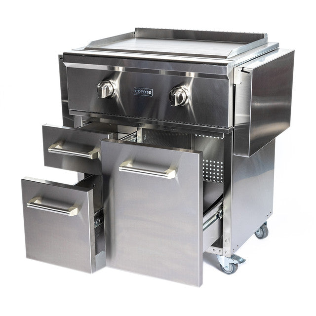 Coyote 30" Flat Top Grill with Cart - C1FTG30+C1FTCART 1