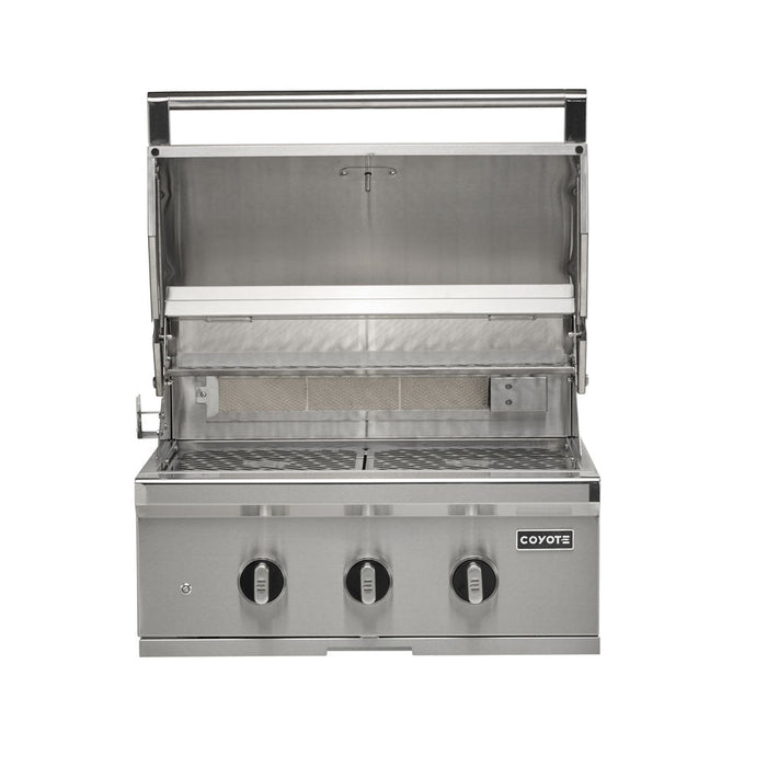 Coyote 30" SL-Series Grill Package - Includes SL-Series 30" Built-In Grill with Sear Zone & Rotisserie, 26" Double Access Door & Built-In Single Side Burner - C3SL30+CDA2426+C1SB 2