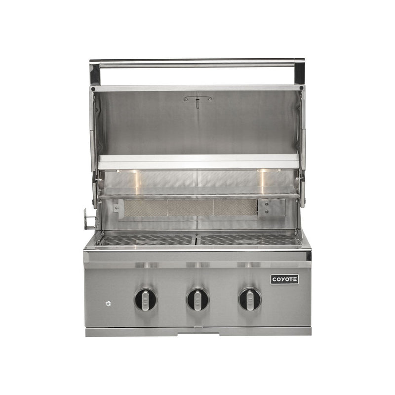 Coyote 30" SL-Series Grill Package - Includes SL-Series 30" Built-In Grill with Sear Zone & Rotisserie, 26" Double Access Door & Built-In Single Side Burner - C3SL30+CDA2426+C1SB 4