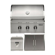 Coyote 30" SL-Series Grill Package - Includes SL-Series 30" Built-In Grill with Sear Zone & Rotisserie, 26" Double Access Door & Built-In Single Side Burner - C3SL30+CDA2426+C1SB 