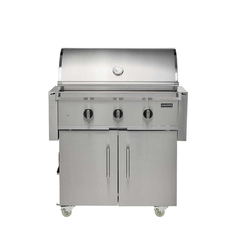 Coyote 34" C Grill Package w/ Accessories - In Griddle-C3C34+C3-DA2431+C3DB+CCVR3-BIG+CCHTRAY12+C3CSIGRATE34V+C1GRDL 7