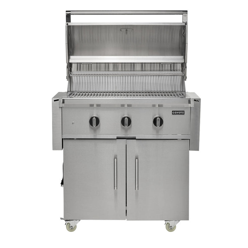Coyote 34" C Grill Package w/ Accessories - In Griddle-C3C34+C3-DA2431+C3DB+CCVR3-BIG+CCHTRAY12+C3CSIGRATE34V+C1GRDL 8