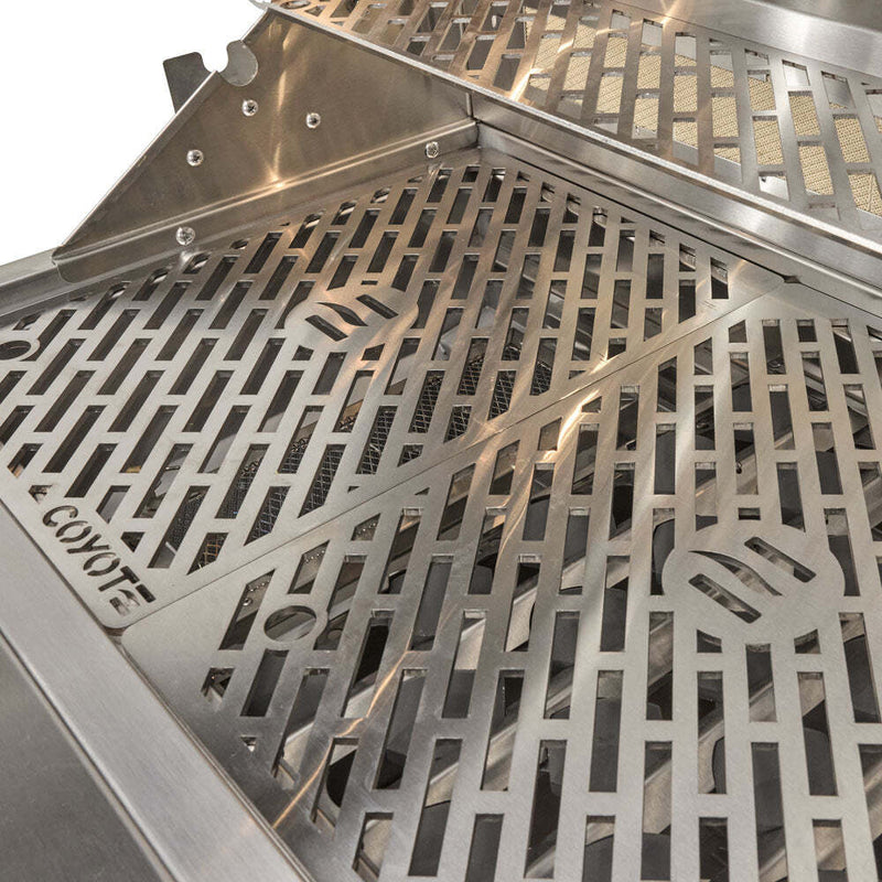 Coyote SL-Series 36" Grill Package - Includes 36" SL-Series Grill w/ Cart, Charcoal Tray, Smoker Box, and Rotisserie Kit - C3SL36+C3S36CT+CCHTRAY12+CSBX+C3ROT36 - 9