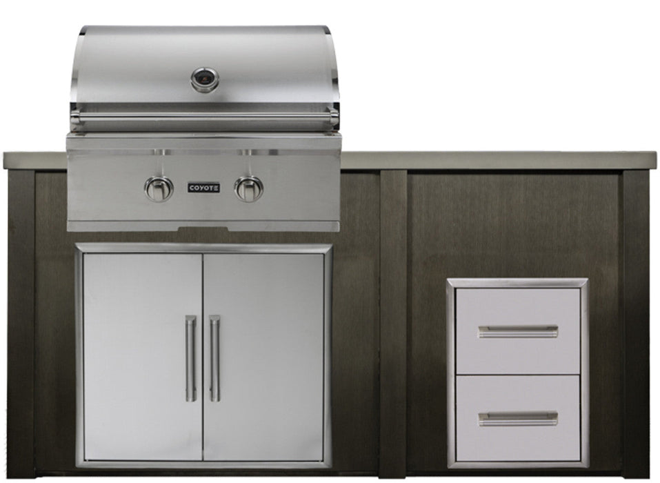 HAVEN 5.5 Ft Outdoor Kitchen Island w/ 2 Drawer Cabinet - HCOY66DRAW 