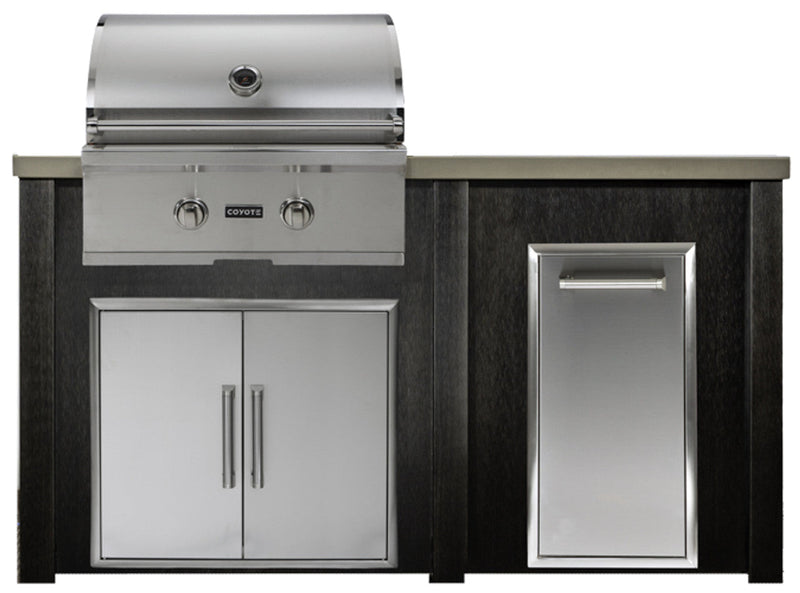 HAVEN 5.5 Ft Outdoor Kitchen Island w/ Trash Center - HCOY66TRASH 