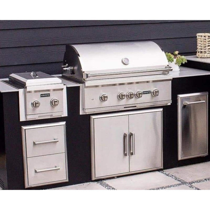 Coyote 42" SL-Series Grill Package - Includes SL-Series 42" Built-In Grill with Sear Zone & Rotisserie, 39" Double Access Door & 12" Built-In Double Side Burner - C3SL42+CDA2439+C1DB 28