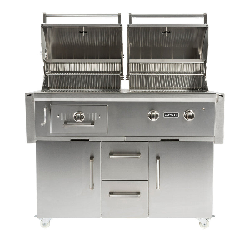 Coyote 50" Freestanding Gas/Charcoal Dual Fuel Grill 4